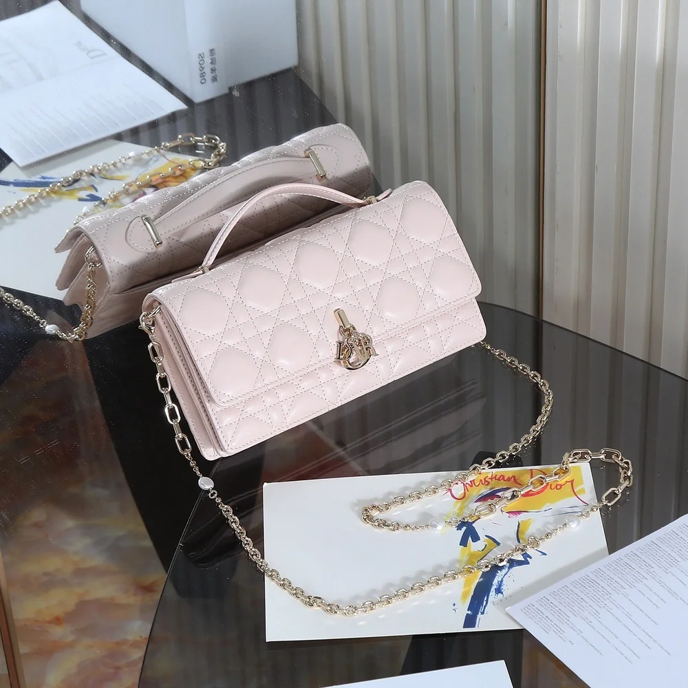 Dior Lady D-Joy Micro Pouch / Top Handle Bag in Pink